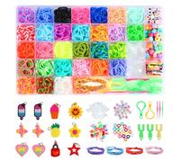 Juego de 2500 cintas de goma, compartimentos para pulseras DIY, perlas, abalorios, ganchos, caja de almacenamiento, regalo para niños y niñas