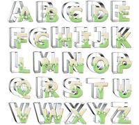 Juego de 26 cortadores de galletas con forma de letras del alfabeto de acero inoxidable para cumpleaños, Navidad, Año Nuevo y decoraciones de fiesta de vacaciones - 7,6 cm