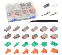 Juego de 265 Conectores DT para Coche, 2/3/4/6/8/12 Pines Macho y Hembra Auto Conector de Cable Eléctrico a Prueba de Agua, Conector Eléctrico Impermeable 16-22 AWG Conector para Moto Camión Barcos