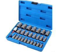 Juego de 27 extractores de tornillos para tornillos dañados, 3,2 mm a 23 mm, vástago hexagonal de 3/8 pulgadas