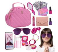 Juego de 27 juguetes Little Girl Purse Toy - Accesorios para niños | Monedero, teléfono, gafas de sol, llaves, tarjetas de crédito, juego de maquillaje | Toddler Play Purse para niñas de 3 a 8 años de