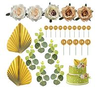 Juego de 27 piezas Rosette Cake Toppers, decoración de pastel de cumpleaños, accesorios de decoración de postre para fiestas de cumpleaños, decoración de vacaciones