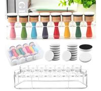 Juego de 28 almohadillas de espuma de mezcla de tinta con 1 estante de almacenamiento y juego de caja, 8 herramientas aplicadoras de tinta redondas y 18 almohadillas de espuma de repuesto para dibujar