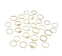Juego de 28 anillos ondulantes de moda con diamantes de imitación con forma de corazón que ofrecen un estilo versátil para mujeres modernas, talla única, como se describe, como se describe