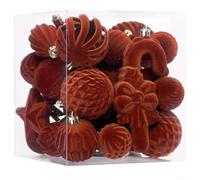 Juego de 28 bolas de Navidad flocadas hechas de poliestireno con trabillas para colgar, perfectas para decorar árboles, hogares (marrón claro)