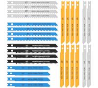 Juego de 28 hojas de sierra de calar profesional con vástago en U 6TPI/8TPI/10TPI/14TPI/18TPI/24TPI/32TPI para madera, plástico y metal, 85 mm y 100 mm