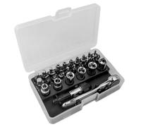 Juego de 28 mini puntas de destornillador y enchufe, juego de trinquete de 1/4 pulgadas con llave de trinquete de ángulo recto de 72 dientes y barra de extensión para espacios reducidos
