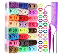 Juego de 280 lazos de algodón de 24 colores, mini elásticos suaves sin costuras con caja organizadora, soportes para cola de caballo para niñas y niños pequeños