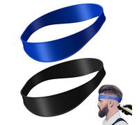 Juego de 2plantillas de afeitado de cuello y guía de corte de pelo,bandas de silicona curvadas para el hogar,ideales para crear guías de decoloración de la piel y cortes pelo bricolaje (azul + negro)