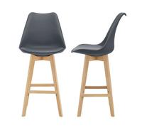 [en.casa] Juego de taburetes de Bar 105 x 48 x 58cm Set de 2X Taburetes de Cocina de diseño Asiento Acolchado Patas de Madera Haya Gris