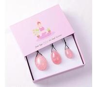 Juego de 3/4 huevos Yoni perforados con caja de huevos de jade de cuarzo rosa natural para mujer, ejercitador de Kegel, masajeador de ejercicio muscular del suelo pélvico