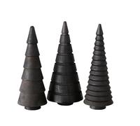 Juego de 3 abetos decorativos de madera, 15 cm, para colocar de pie, color negro, figura de árbol de Navidad de pino para decoración invernal, decoración de mesa, decoración de ventana, decoración de