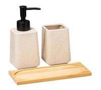 Juego de 3 Accesorios de Almacenamiento para baño, dispensador de jabón con Prensa Manual, Taza para Cepillo de Dientes y Bandeja organizadora, decoración del hogar, organizadores de encimera