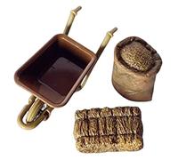 Juego de 3 Accesorios para casa de muñecas en Miniatura, Herramientas de Granja para casa de muñecas en Miniatura a Escala 1/12, Mini Carro de plástico, Herramientas de Paja para