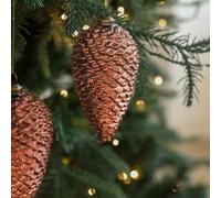 Juego de 3 adornos de bellota de piña de plástico con purpurina para árbol de Navidad, decoración de vacaciones, interiores y exteriores, decoración del hogar de temporada (rojo)