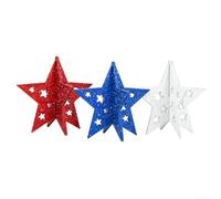 Juego de 3 adornos de estrella de madera rústica, decoración de escritorio negra para eventos de apelación del día de las fuerzas armadas británicas, forma hueca, 5.5 x 6 pulgadas