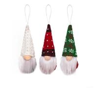 Juego de 3 adornos de gnomo sin rostro de punto de Navidad para árbol, chimenea, ventana, rama, decoración de vacaciones, colgante de muñeca de felpa (D)