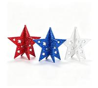 Juego de 3 adornos patrióticos de estrella de madera con acabado negro, decoración de escritorio para eventos de apelación del Día de las Fuerzas Armadas Británicas, 5.5 x 6 pulgadas