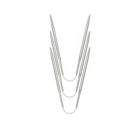 Juego de 3 agujas de tejer circulares de acero inoxidable para principiantes, agujas redondas de metal con alambre de acero, juego de acero circular recto