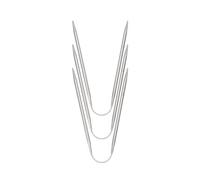 Juego de 3 agujas de tejer circulares de acero inoxidable para principiantes, agujas redondas de metal con alambre de acero, juego de acero circular recto
