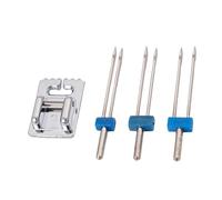 Juego de 3 agujas elásticas para máquina y prensatelas 2/90 3/90 4/90 aguja doble para la mayoría de máquinas de coser domésticas