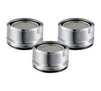 Juego de 3 Aireadores para Grifo de Latón - Rosca Macho 24mm con Junta de Estanqueidad - Mejora el Caudal - Compatible con Grifería Estándar - Acabado Pulido