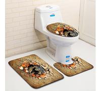 Juego De 3 Alfombra Baño Fragmentos De Dinosaurio Alfombrilla Baño Super Absorbente, Secado Rapido, Alfombrilla Ducha Antideslizante, Lavable A Máquina, Alfombras Baño para Inodoro, Bañera, Ducha