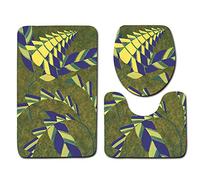 Juego De 3 Alfombra Baño Pintura Verde Alfombrilla Baño Super Absorbente, Secado Rapido, Alfombrilla Ducha Antideslizante, Lavable A Máquina, Alfombras Baño para Inodoro, Bañera, Ducha