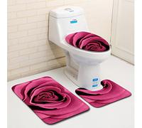 Juego De 3 Alfombra Baño Rosa De Amor Rosa Alfombrilla Baño Super Absorbente, Secado Rapido, Alfombrilla Ducha Antideslizante, Lavable A Máquina, Alfombras Baño para Inodoro, Bañera, Ducha