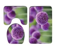 Juego De 3 Alfombra Bañocebolleta Morada Alfombrilla Baño Super Absorbente, Secado Rapido, Alfombrilla Ducha Antideslizante, Lavable A Máquina, Alfombras Baño para Inodoro, Bañera, Ducha