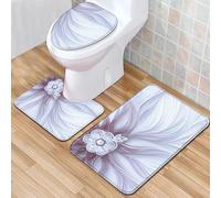 Juego De 3 Alfombra Bañoelegante Flor De Terciopelo Alfombrilla Baño Super Absorbente, Secado Rapido, Alfombrilla Ducha Antideslizante, Lavable A Máquina, Alfombras Baño para Inodoro, Bañera, Ducha