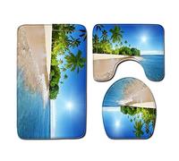 Juego De 3 Alfombra Bañoplaya De Vacaciones Alfombrilla Baño Super Absorbente, Secado Rapido, Alfombrilla Ducha Antideslizante, Lavable A Máquina, Alfombras Baño para Inodoro, Bañera, Ducha