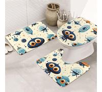 Juego de 3 alfombras de baño con estampado de aliens of all kinds, alfombrilla de baño + alfombrilla de contorno + funda de asiento de inodoro, lavable a máquina, antideslizante, de microfibra suave