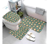 Juego de 3 alfombras de baño con estampado de corazón de hámster, tapete absorbente antideslizante, cubierta de tapa de asiento de inodoro, alfombras de inodoro en forma de U, lavables