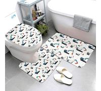 Juego de 3 alfombras de baño con estampado de excavadora de dibujos animados, absorbentes, antideslizantes, lavables, cubierta de tapa de inodoro en forma de U, tapete de contorno, tapete de ducha