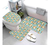 Juego de 3 alfombras de baño con estampado de hojas de hámster, tapete absorbente antideslizante, cubierta de tapa de asiento de inodoro, alfombras de inodoro en forma de U, lavables