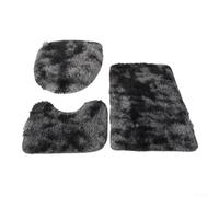 Juego de 3 alfombras de baño con microfibra de felpa y respaldo de látex antideslizante, lavable a máquina para una fácil limpieza y mayor seguridad en los espacios de baño (negro)