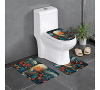 Juego de 3 alfombras de baño de 24 x 16 pulgadas con estampado de cerveza refrescante WHJSHOP antideslizantes para inodoro, tocador y cubierta de tapa, fácil de limpiar