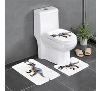 Juego de 3 alfombras de baño de 24 x 16 pulgadas con estampado de dinosaurios gigantes WHJSHOP antideslizantes para inodoro, tocador y cubierta de tapa, fácil de limpiar