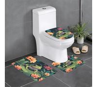 Juego de 3 alfombras de baño de 24 x 16 pulgadas con imagen de YYHWHJDE Little Frog in the Florals, tapetes antideslizantes para inodoro, tocador y cubierta de tapa, fácil de limpiar