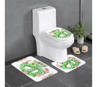 Juego de 3 alfombras de baño de 24 x 16 pulgadas con imagen de YYHWHJDE Little Snake in the Petals - Alfombrillas antideslizantes para inodoro, tocador y cubierta de tapa, fácil de limpiar