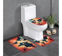 Juego de 3 alfombras de baño de 24 x 16 pulgadas, diseño abstracto de mapa del mundo, alfombrillas antideslizantes para inodoro, tocador y cubierta de tapa, fácil de limpiar