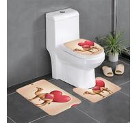 Juego de 3 alfombras de baño de 24 x 16 pulgadas, diseño de camello YYHWHJDE con una imagen de corazón, tapetes antideslizantes para inodoro, tocador y cubierta de tapa, fácil de limpiar