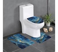 Juego de 3 alfombras de baño de 24 x 16 pulgadas, diseño de cielo estrellado con estampado de universo antideslizante para inodoro, tocador y cubierta de tapa, fácil de limpiar