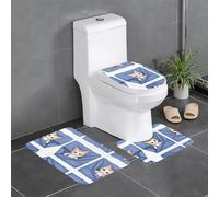 Juego de 3 alfombras de baño de 24 x 16 pulgadas, diseño de gatito WHJSSF que se esconde en el cálido edredón con impresión antideslizante, para inodoro, tocador y cubierta de tapa, fácil de limpiar