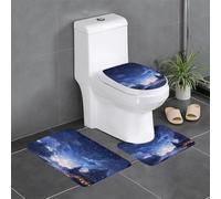 Juego de 3 alfombras de baño de 24 x 16 pulgadas, diseño de nieve WHJSSF que cae por todo el cielo, tapetes antideslizantes para inodoro, tocador y cubierta de tapa, fácil de limpiar