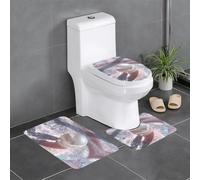 Juego de 3 alfombras de baño de 24 x 16 pulgadas, diseño de perlas transparentes WHJSSF antideslizantes para inodoro, tocador y cubierta de tapa, fácil de limpiar