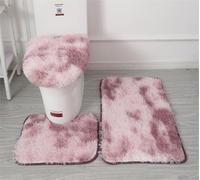 Juego de 3 alfombras de baño de microfibra suave, antideslizante, funda de asiento de inodoro de felpa esponjosa para baño, tapete de baño absorbente de agua, lavable a máquina (rosa morado)
