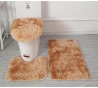 Juego de 3 alfombras de baño de microfibra suave, antideslizante, funda de asiento de inodoro de felpa esponjosa para baño, tapete de baño absorbente de agua, lavable a máquina (caqui)