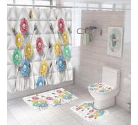 Juego De 3 Alfombras De Baño Flores Coloridas Alfombra De Secado Rápido 50×80 Cm, Cubierta De Inodoro Y Alfombra Tipo U Antideslizante